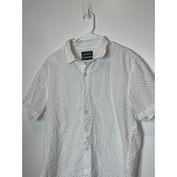 Bonobos Mens Slim Fit White Button-Up Short Sleeve  Shirt Size XL - Picture 3 of 8